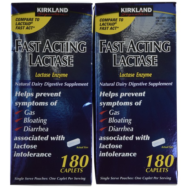 Kirkland Signature Fast Acting Lactase, (2 Pack), 360 Ct Caplets