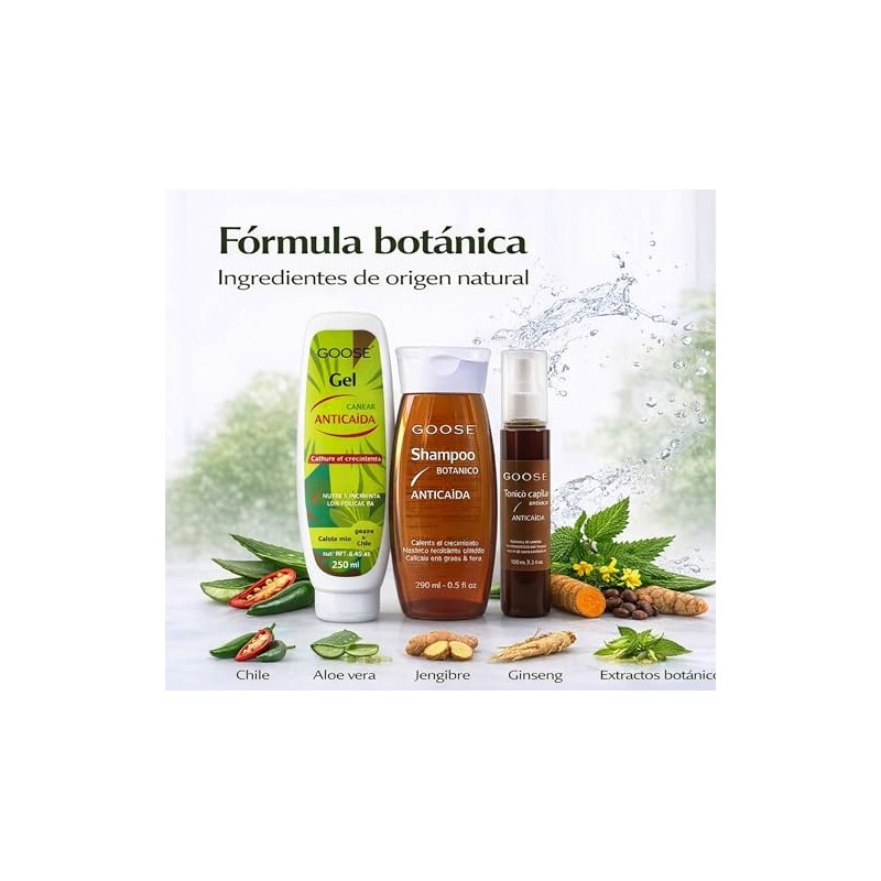 GOOSE Kit Anticaída Botánico – Shampoo + Gel Capilar +