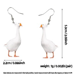 XYAYOU Creative Acrylic Hen Printed Hen Big Goose Animal Drop Dangle Earrings Personality Lady Women's Earrings (Goose)