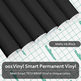 TECKWRAP Matte Ink Black 001 Vinyl Smart Adhesive Vinyl Permanent,13in x 5ft, Vinyl for HandCrafting Decal Projects, Compatible with Explore3/Maker3