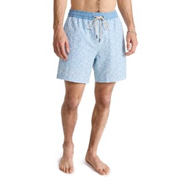 Fair Harbor Men's The Bayberry Swim Shorts 7", Mist Seaweed, Blue, Print, M