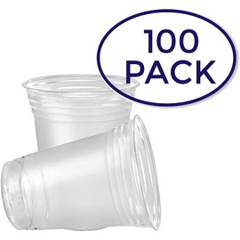 SOLO Cup Company Plastic Party Cold Cups, 16 oz, Clear, 100 pack