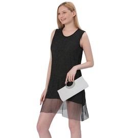 Womens Tote Bag Ladies Crystal Diamante Clutch Purse Bridal Wedding Evening Party Handbag Black White Silver Wallet (White)