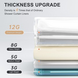 AmazerBath Heavy Duty Shower Curtain Liner 12 Gauge, 72 x 78 Inches Clear Shower Curtain Liner with 3 Clear Stones and 12 Grommet Holes, Weighted Plastic Shower Liner