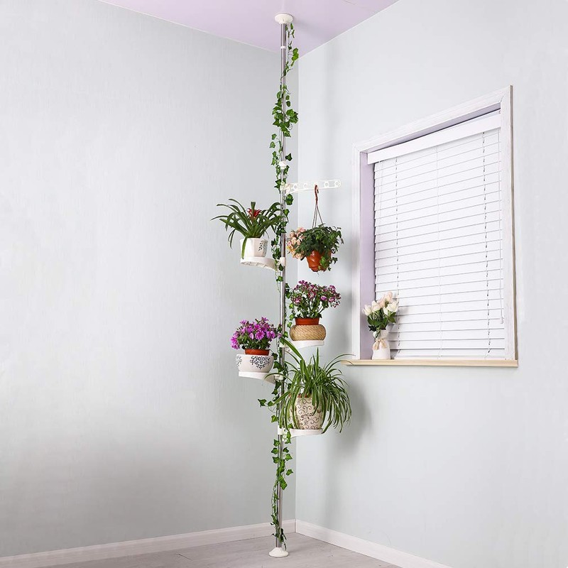 Hershii 5-Layer Indoor Plant Pole Spring Tension Rod Corner Flower