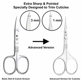 ZIZZLON Cuticle Scissors Extra Fine Curved Blade, Extra Slim Scissors for Cuticles Care Professional Manicure Scissors with Precise Pointed Tip Grooming Blades, Eyebrow, Eyelash, and Dry Skin
