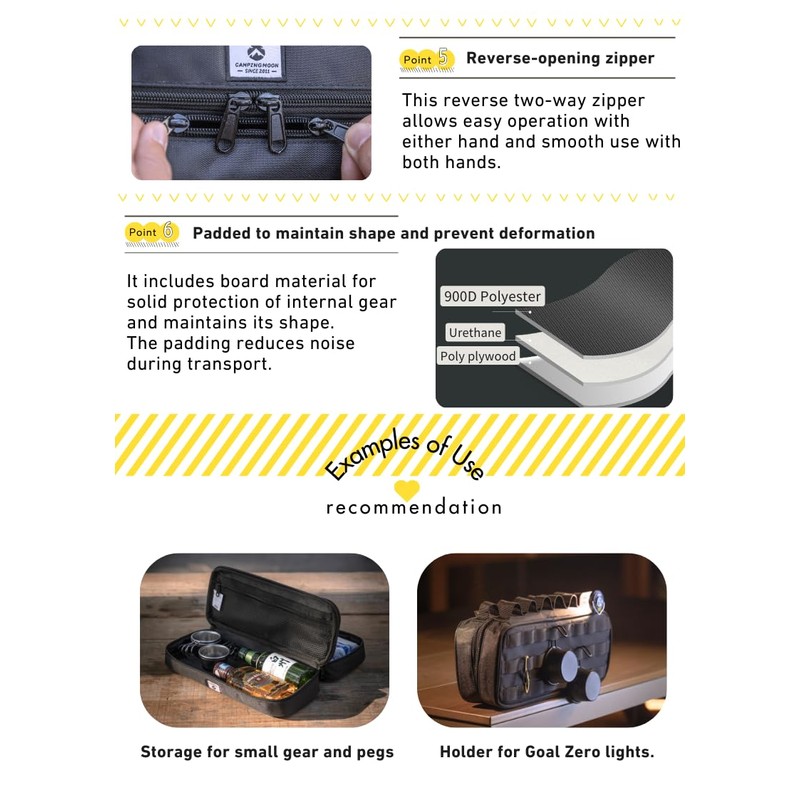 CAMPINGMOON Storage Box for Camping Outdoor Hammer Lantern Black BK-30