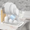 Simple Houseware 2-Tier Stainless Steel Dish Rack with Drainboard, Chrome