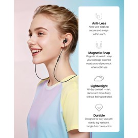 Softvox Earplugs Lanyard Connector Cord, Magnetic Tug-Resistant Safety Cord Keep Ear Plugs Secure Handy, Anti-Loss Silicone Strap Works with Any Earplugs, Earphones, Earbuds with Removable Tips