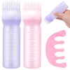 DUAIU DUAIU 3 Pack Hair Oil Applicator Bottle with Scalp Massager Comb C for Hair Dye, Relaxation & Gua Sha, Pink & Purple (2 Bottles + 1 Comb)
