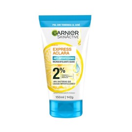 Garnier Express Aclara Limpiador profundo exfoliante Anti-imperfecciones con Ácido Salicílico y Vitamina C, 150ml. Ideal para piel con tendencia al acné y piel sensible