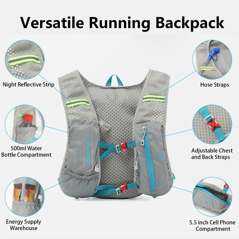 Running Hydration Vest, Adjustable Unisex Reflective Vest, Lightweight and Breathable