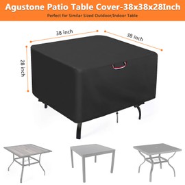 Agustone - Funda de mesa de patio cuadrado de 38 pulgadas, funda protectora impermeable para muebles de patio, 38 x 38 x 28 pulgadas