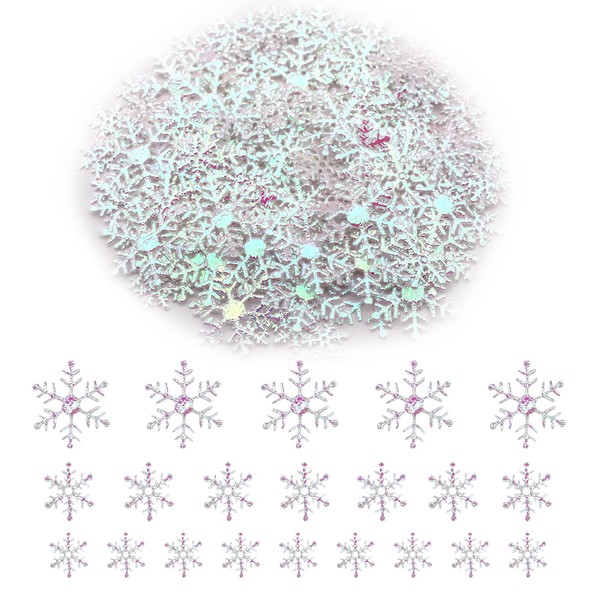 800Pcs Christmas Confetti Glitter Snowflake Sequins Table Confetti White Snowflakes