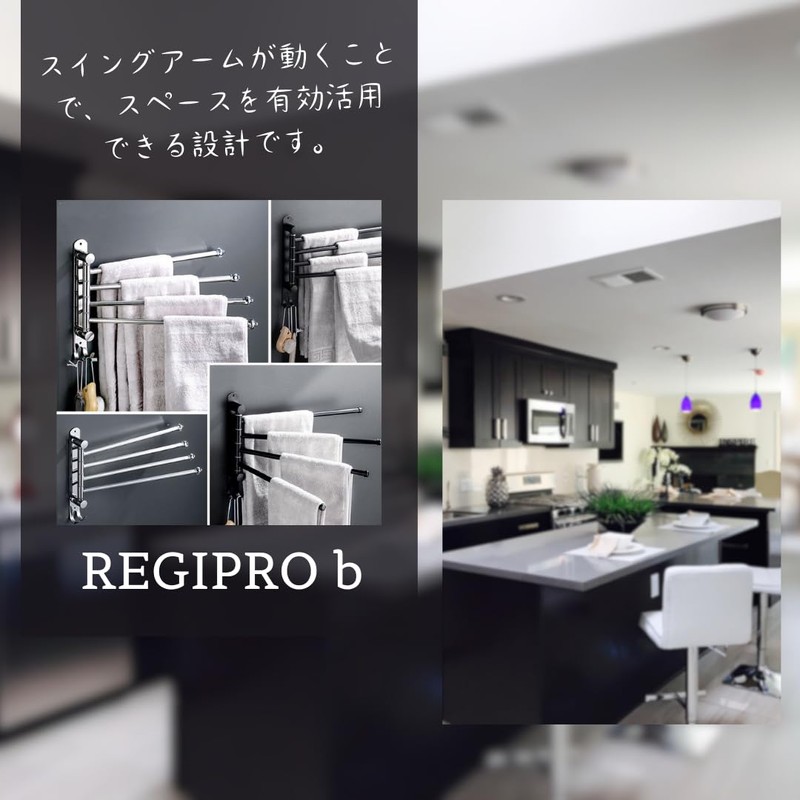 Regipro b Swing Arm Towel Hanger SUS304 Stainless Steel Wall