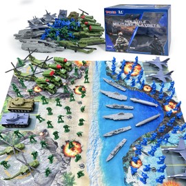 TALGIC Army Men Playset - Large Set Including Army Men Action Figures, Battle Mat, Army and Navy Weapon Gear Accessories, Military Combat Toys, Army Toys for Boys Age 4-12