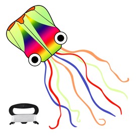 4 m octopus stunt kite, kite, children's kite from 3, 80 m kite line with handle, flying kite children, suitable for parks, beaches, outdoor activities, rainbow kite with long