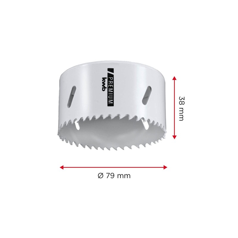 kwb HSS Bi-Metal Hole Saw, Diameter 79 mm, 8% Cobalt