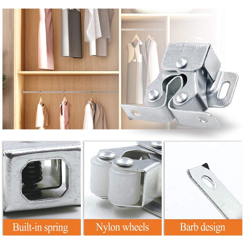 Luomorgo 24 Pack Double Roller Catch Cabinet Latches with Spear