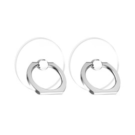 Smartphone Ring, Transparent, Clear, Set of 2, Metal Ring, Round Shape, Smartphone Stand, Smartphone Fall Prevention, 360 Degree Rotation