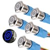 DMWD 5Pcs 16mm Metal Latching Push Button Switch Waterproof Silver