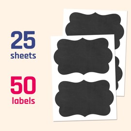 50-Pack, Chalkboard Labels Stickers, Erasable and Reusable - Cloud Design, 6" x 4"