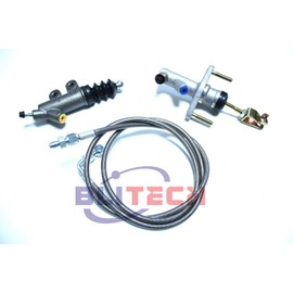 Blitech Clutch Master and Slave Cylinder Line Kit compatible with 1992-2000 Civic; 1994-2001 Acura Integra (all) (Silver)