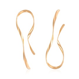 Peasimy Geometric Irregular Linear Dangle Stud Earrings for Women Minimalist Asymmetrical Wavy Curve Earrings Retro Twisted Spiral Statement Earrings Jewelry Gift (Gold)