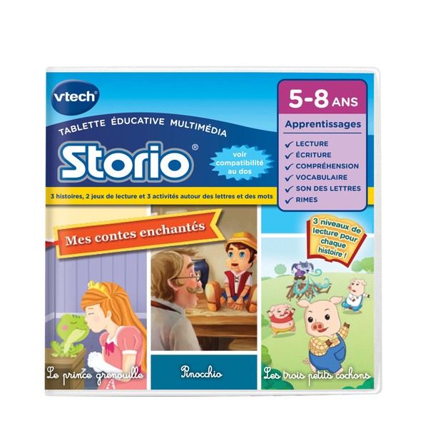 Vtech - 233705 - Storio 2 et générations suivantes - Jeu Educatif - Storio Contes Traditionnels (Pinocchio + 3 Petits Cochons + La Princesse Et La Grenouille)