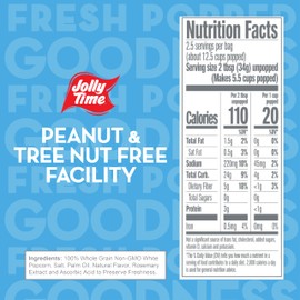 Jolly Time Healthy Pop Microwave Popcorn, Low Fat Gluten Free Non-GMO, 3oz Sharing Bag, 3 Bags Per Carton (Healthy Pop - Crispy N' White, 3 Ounce (Pack of 36))