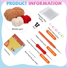Umootek Crochet Kit for Beginners, Cute Animals Complete Beginner Crochet Set, Knitting Starter Pack for Adults&Kids with Step-by-Step Video Tutorial and Instruction(Elk)