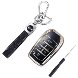 Kinotaka Toyota TPU Smart Key Case, Alphard, Vellfire 30 Series, 40 Series, Late Period, Early Period, New Sienta, RAV4-PHV, 50 Series, 6 Buttons, Exclusive Design Key Holder, Black