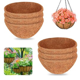 AWAOVV Pack of 6 10 Inch Round Hanging Baskets Coir Coconut Fibre Mat Hanging Basket Liner, Wall Hanging Flower Pot Mat, Coconut Fibre Inserts for Hanging Maples Half Round, Replacement Insert Coconut