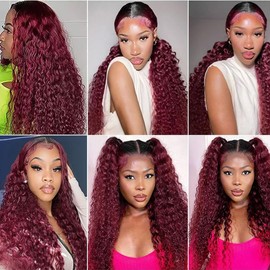 24 26 28 Inch 1B99J Bundles Burgundy Kinky Curly Human Hair Bundles Two Tone Black and Red Bundles Human Hair Burgundy Bundles Ombre 1B99J Curly Bundles Hair Weave