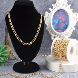 Boutigem 5 Meters Aluminum Curb Chains Unwelded Twisted Gold Tone Oval Curb Chains 7x5x1.5mm for DIY Jewelry Making