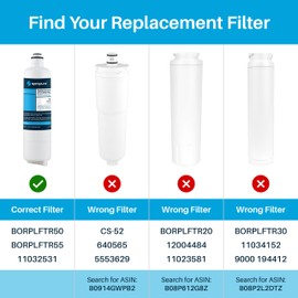 SpiroPure SP-BH55PRO NSF Certified Refrigerator Water Filter Compatible Replacement for Bosch Ultra Clarity Pro BORPLFTR50 BORPLFTR55 11032531 RA450022 REPLFLTR55 (1 Pk)