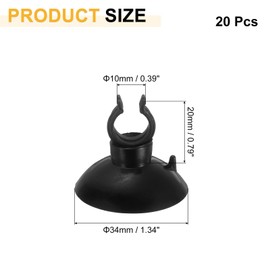 sourcing map 20Pcs Aquarium Suction Cup Clips, 10mm Airline Tube Holders Clamps Cup Holder Sucker Tube Sucker for ID Airline Tubing Fish Tank, Black