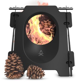 Überleben | Stöker Wood Burning Camping Stove – 18oz Flatpack Stainless Steel Wood Stove for Backpacking, Hiking & Outdoor Cooking – Portable, Folding Camping Essentials (Carbon Black)