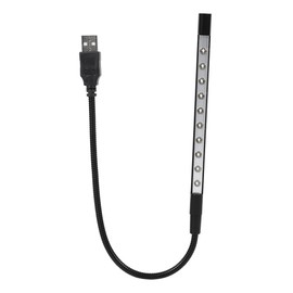 Mini USB LED Leselicht 5V Flexible Lampe Taschenlampe mit 10 LED Leuchten für Laptop PC Computer Tastatur(Schwarz)