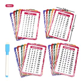 Werownsgso 20 Sheets 1x1 Learning Game, Multi-Time Chart Learning with 2 Marker Pens, Reusable Flashcard Set for Children