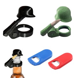 4 Stück Soldatengruß Flaschenöffner mit Verschluß, Wiederverwendbare Bierflaschenverschlüsse im Militärdesign, Edelstahl & Staubschutz für Bier/Trinkflaschen, Deko für Partys & Bars