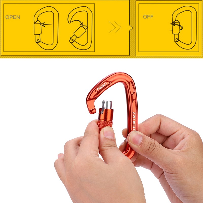 25KN Safety Lock D Buckle Outdoor Rock Climbing Rescue Carabiner