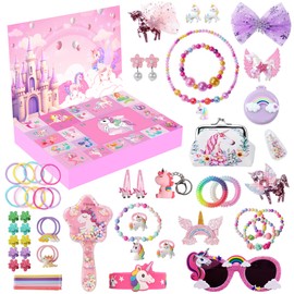 Advent Calendar 2024 Kids, Girls Advent Calendar 2024, Unicorn Advent Calendar 2024, 24 Days Christmas Advent Calendar Necklace Jewelry Key Chains DIY Charm for Girls Boys Children