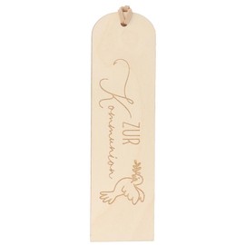 Spruchreif Wooden Bookmark with Engraving and Leather Band, Wooden Bookmark, Gifts for Book Lovers, Bookworm, Gift Communion, Bookmark with Engraving "Zur Kommunion"