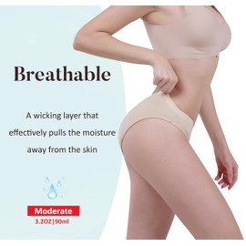 AIRCUTE Washable Super Absorbent Urinary Incontinence Underwear for Women Girls Bikini Panties for Bladder leaks 90ML,3 Pack (Medium, Beige)