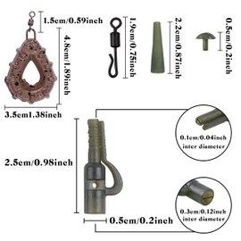 Carp Fishing Rigs Kit Carp Hair Rigs with Carp Sinker Weights Hooks Quick Change Rolling Swivels Sleeves Bait Corns Boilie Leader Rigs Carp Fishing Accessories(A)