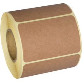 Camp Galaxy 2x3 Inch Natural Brown Kraft Stickers (350 Per Roll) - Rectangular Blank Stickers for Store Owners, Crafts, Organizing, Jar and Canning Labels, Price Tags
