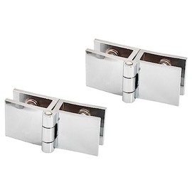 2 Pieces Glass Door Hinge Adjustable Double Clamp Hinge 180 Degree Cupboard Showcase Cabinet Door Hinge Glass Clamp Shower Door Hinge Glass Door Clamp Fits for 5-8mm Glass Thickness, Silver