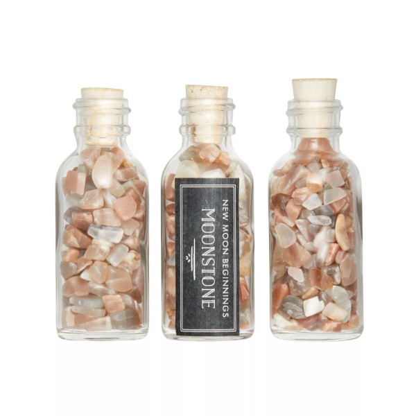 Moonstone Gem Bottle - Polished Moonstone Crystal Chips by New