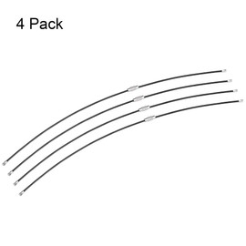uxcell Wire Keychain 300mm Length Key Ring Loop Cable for Handbag Lanyard Zipper, PVC Coated Stainless Steel, Black, Pack of 4